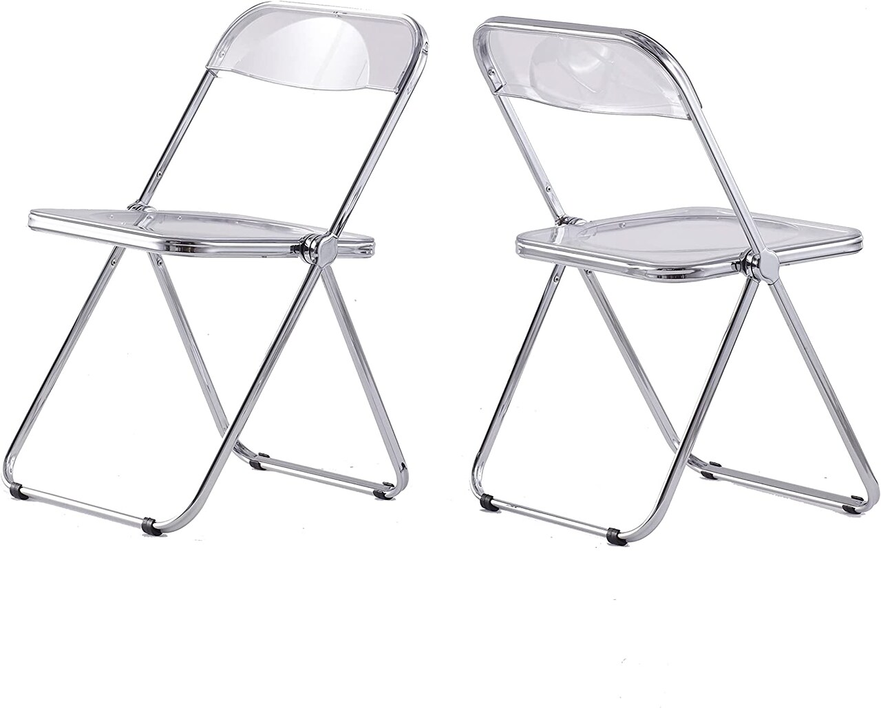 ISL Furnishings The Lux Modern Acrylic-Like Folding Chair 2, Transparent/Silver